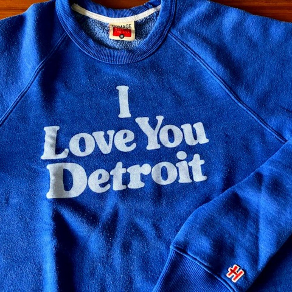 "I Love You Detroit" Homage Royal Blue Men's Sweatshirt (M)